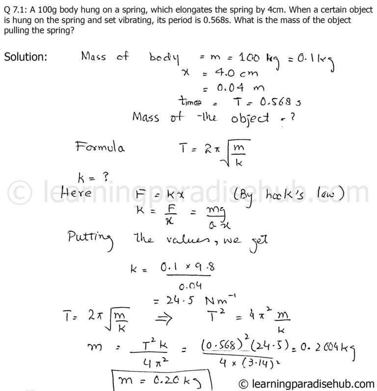 Question 7.1 - Chapter Seven - Oscillations