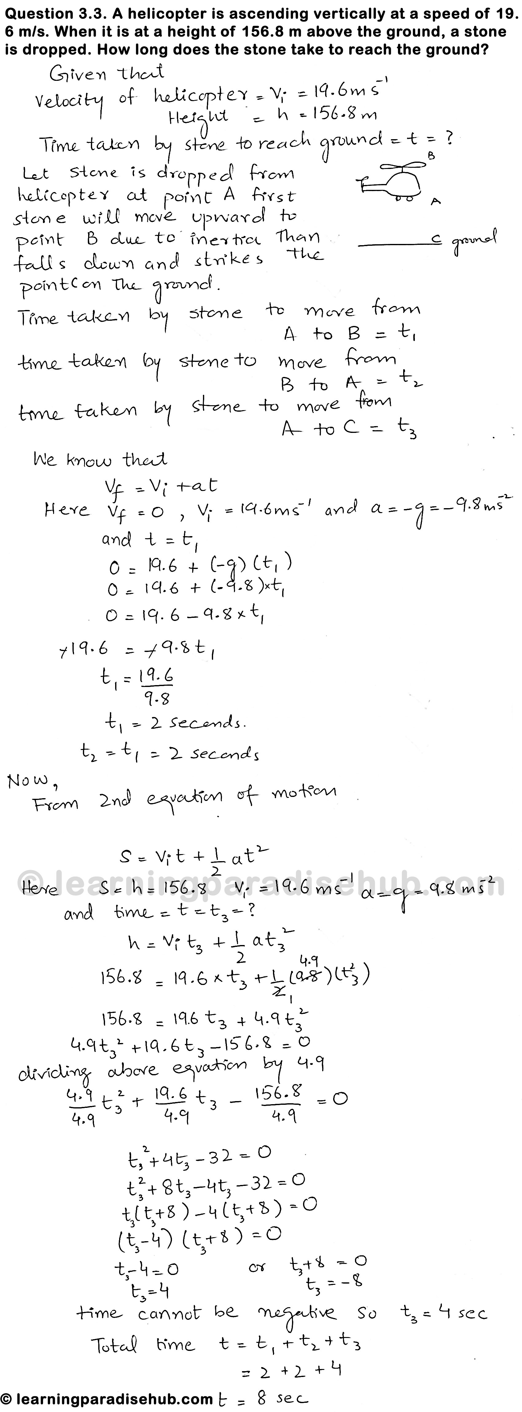 Question 3.3 - Chapter Three - Motion and Force